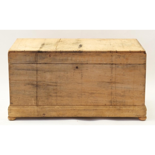 1612 - Victorian pine trunk, 56cm H x 104cm W x 52cm D