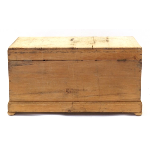 1612 - Victorian pine trunk, 56cm H x 104cm W x 52cm D