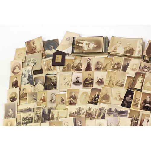 1286 - Collection of Victorian social history portrait cabinet cards, the largest 16.5cm x 11.5cm