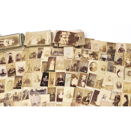 1286 - Collection of Victorian social history portrait cabinet cards, the largest 16.5cm x 11.5cm