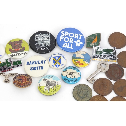 1287 - Antique and later coinage and badges including Golden Shred, RAF and Butlins