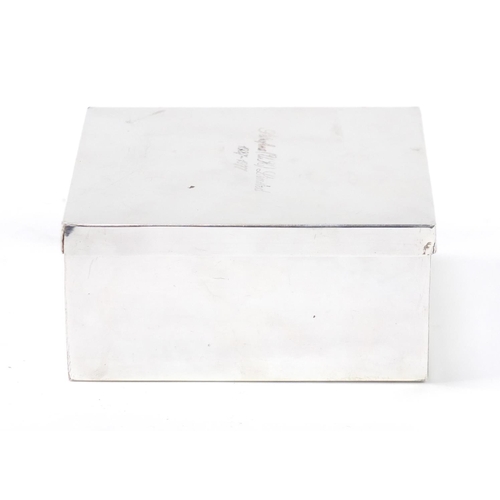 1071 - Garrard & Co silver plated box presented by the Chairman and Board of Directors of Petrofina, 10.5cm... 