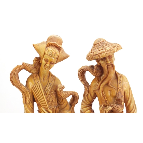 1000 - Large pair of Chinese ivory style figures, the largest 50cm high