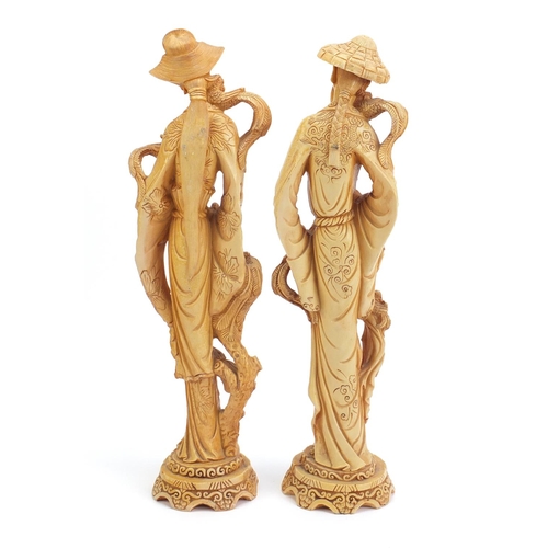 1000 - Large pair of Chinese ivory style figures, the largest 50cm high