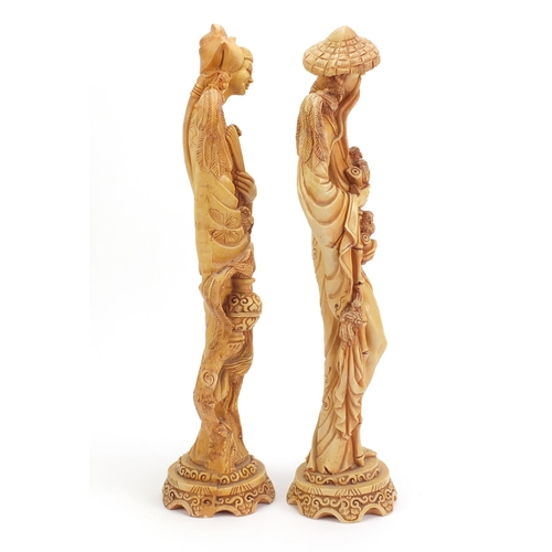 1000 - Large pair of Chinese ivory style figures, the largest 50cm high