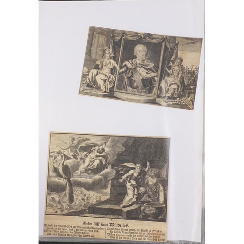 572 - Antique and later engravings and prints arranged in a folder, some Old Masters including La Processi... 