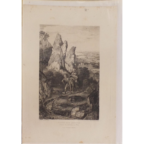 572 - Antique and later engravings and prints arranged in a folder, some Old Masters including La Processi... 