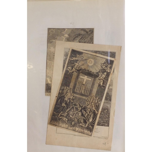 572 - Antique and later engravings and prints arranged in a folder, some Old Masters including La Processi... 