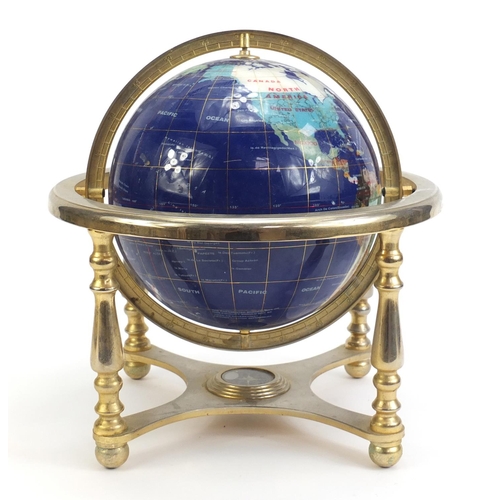 882 - Specimen table globe with compass under tier, 31cm high