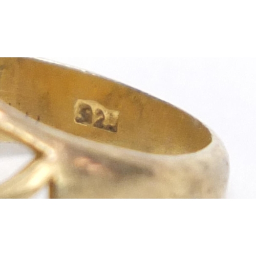 353 - Silver gilt George and the dragon ring, size R, 6.3g