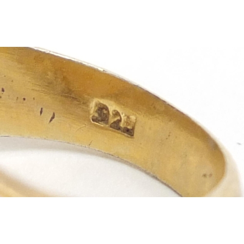 353 - Silver gilt George and the dragon ring, size R, 6.3g