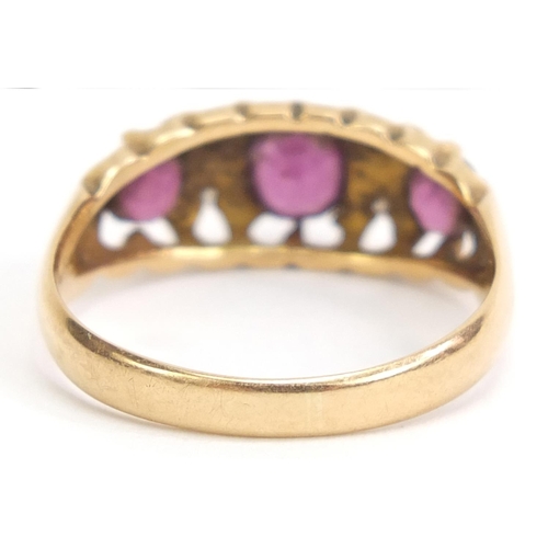 1057 - Edward VII 18ct gold, amethyst and diamond ring, hallmarked Birmingham 1908, size N, 3.4g