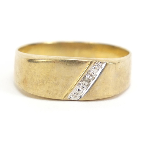 876 - 9ct gold diamond ring, size U, 2.2g