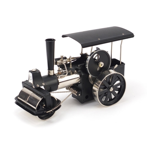 717 - Wilesco steam roller traction engine with box, model D368, 32cm wide