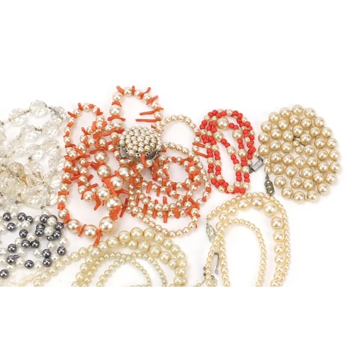 1027 - Vintage and later costume jewellery necklaces including coral