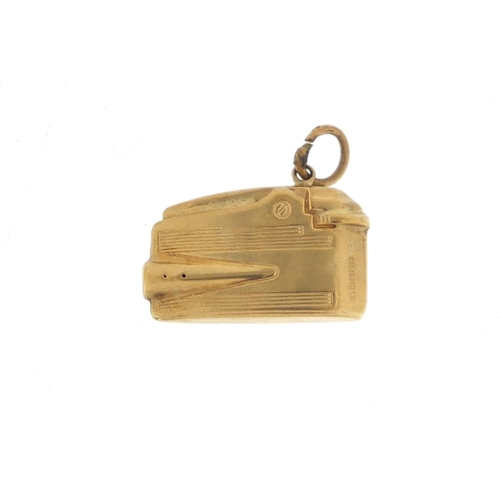 148 - 9ct gold pocket lighter charm, 1.8cm in length, 1.3g