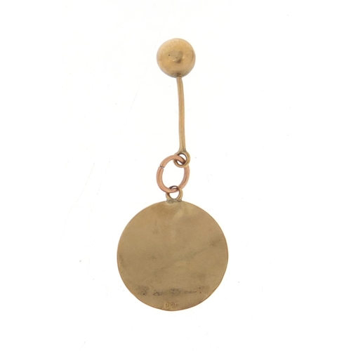 1016 - 9ct gold dinner gong charm, 2cm in length, 0.8g