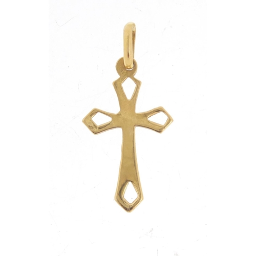 1108 - 18ct gold Celtic cross pendant, 2.8cm in length, 1.0g