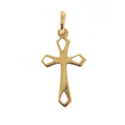 1108 - 18ct gold Celtic cross pendant, 2.8cm in length, 1.0g