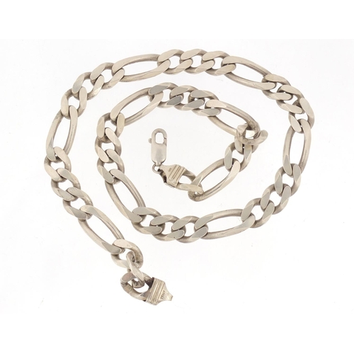 357 - Heavy gentleman's silver figaro link neckace, 50cm in length, 91.0g