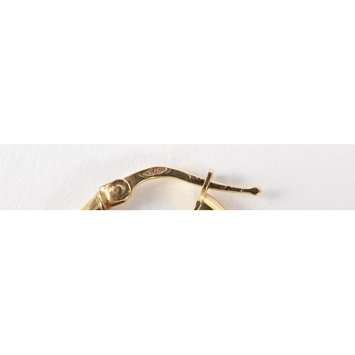 902 - Pair of 9ct gold hoop earrings, 3cm in length, 1.6g