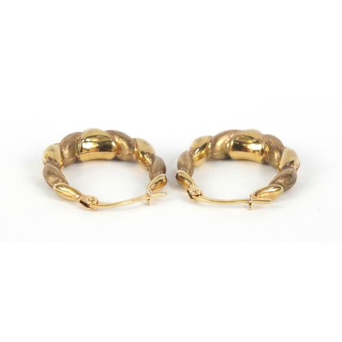 1008 - Pair of 9ct gold hoop earrings, 2.4cm in length, 1.6g