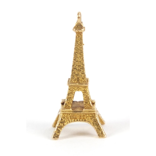 408 - 9ct gold Eiffel Tower charm, 2.5cm high, 2.5g