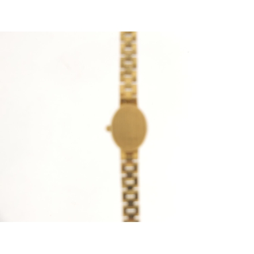 1006 - 9ct gold Bueche Girod ladies wristwatch with 9ct gold strap box and certificate, 18.2g