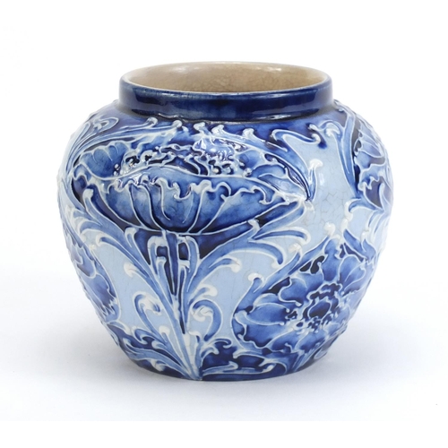 419 - William Moorcroft Florian ware vase, hand painted with flowers, 9cm high