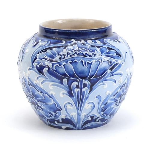 419 - William Moorcroft Florian ware vase, hand painted with flowers, 9cm high