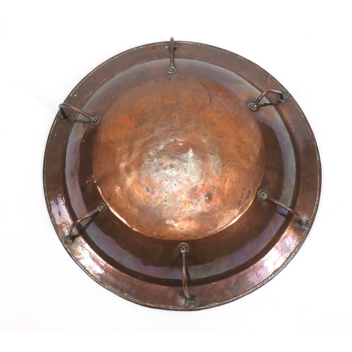 418 - Large Arts & Crafts copper bowl, 45.5cm in diameter