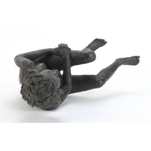 887 - Modernist bronzed sculpture of a seated nude female, 29cm high