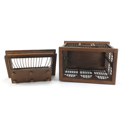 891 - Chinese hardwood bird cage, 43.5cm H x 34cm W x 22cm D