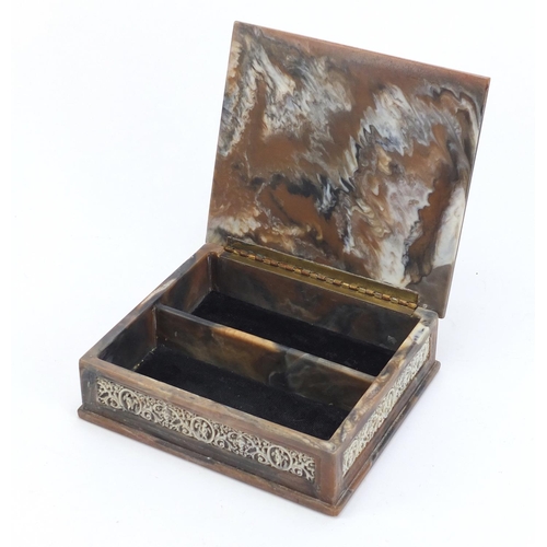 1040 - Marble style classical box with sectional interior decorated with Putti, 5.5cm H x 19cm W x 17cm D