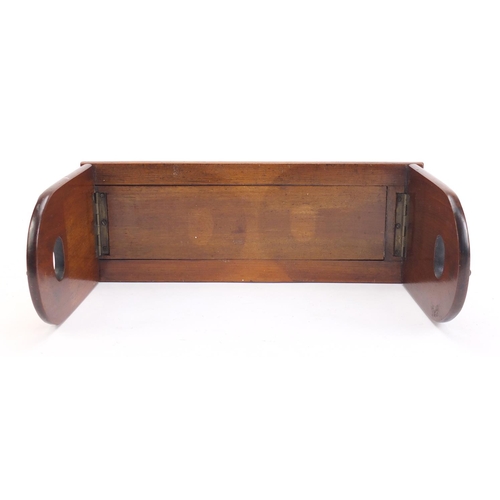 692 - Victorian walnut extending book slide with brass and ivory mounts, 33cm in length when closed