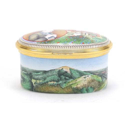 936 - Halcyon Days enamel musical box commemorating 150th anniversary of the birth of Edward William Elgar... 