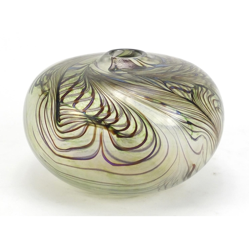 907 - Iridescent Art Glass vase by Norman Stuart Clarke, 10cm high