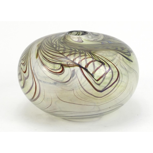 907 - Iridescent Art Glass vase by Norman Stuart Clarke, 10cm high