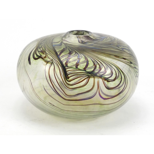 907 - Iridescent Art Glass vase by Norman Stuart Clarke, 10cm high