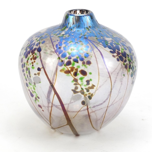 906 - Iridescent Art Glass vase by Norman Stuart Clarke, 15cm high