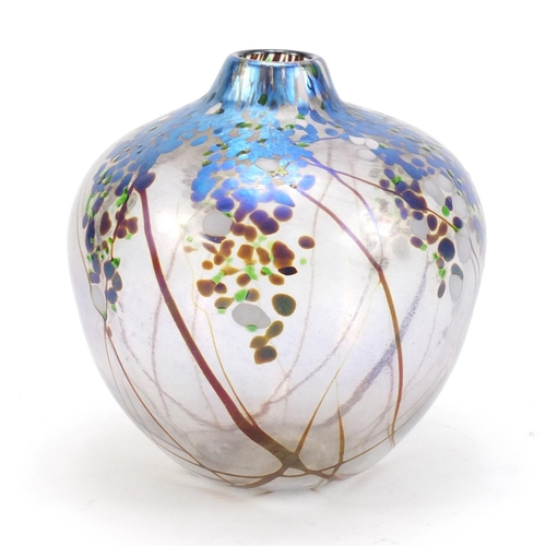 906 - Iridescent Art Glass vase by Norman Stuart Clarke, 15cm high