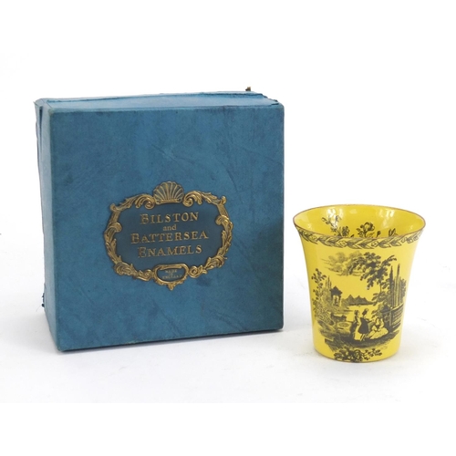 940 - Halcyon Days enamel beaker with box, 6cm high