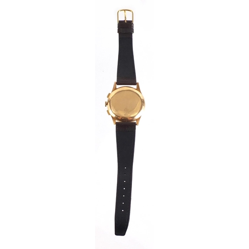 149 - Gentlemen's 18ct gold Telda chronograph wristwatch, 37mm in diameter