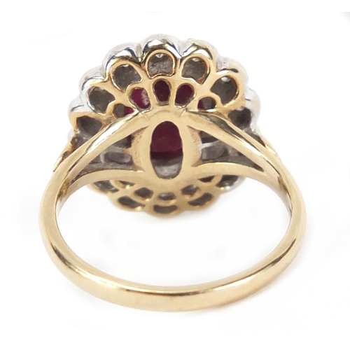 207 - 9ct gold ruby and diamond ring, size M, 4.9g