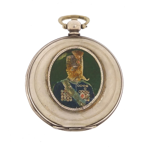 26 - Antique Ottoman full hunter pocket watch by K Serkisoff of Constantinople, the case enamelled with a... 