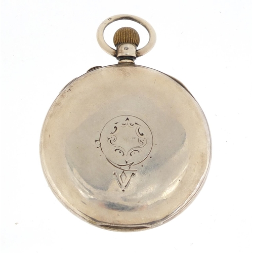 317 - Victorian gentlemen's silver open face pocket watch, 52mm in diameter