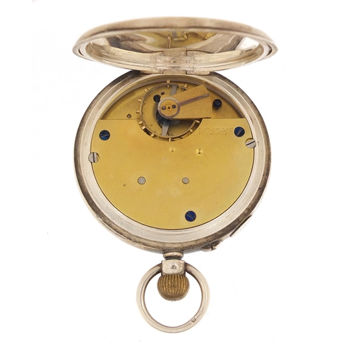 317 - Victorian gentlemen's silver open face pocket watch, 52mm in diameter