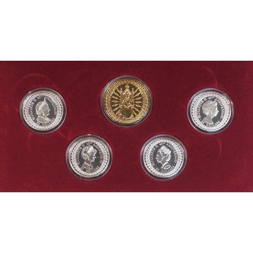 709 - Royal Australian mint Royal Ladies coin and medallion set including four silver twenty five dollars ... 