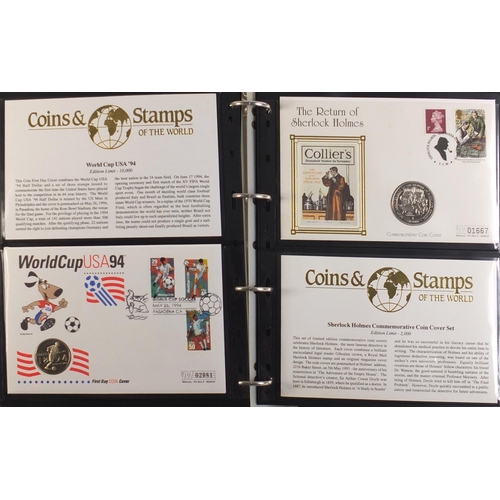 1331 - Commemorative coin covers arranged in an album including silver 1oz kookaburra, China red copper pan... 