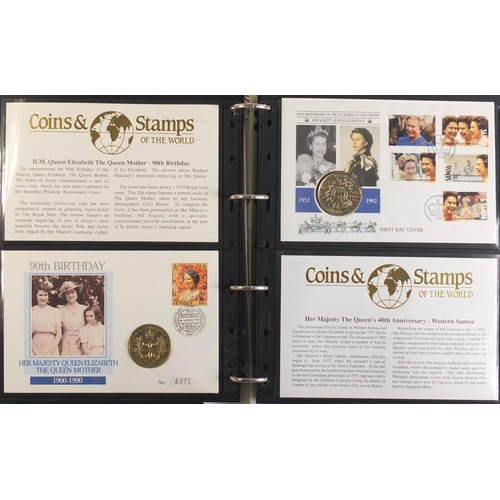 1331 - Commemorative coin covers arranged in an album including silver 1oz kookaburra, China red copper pan... 